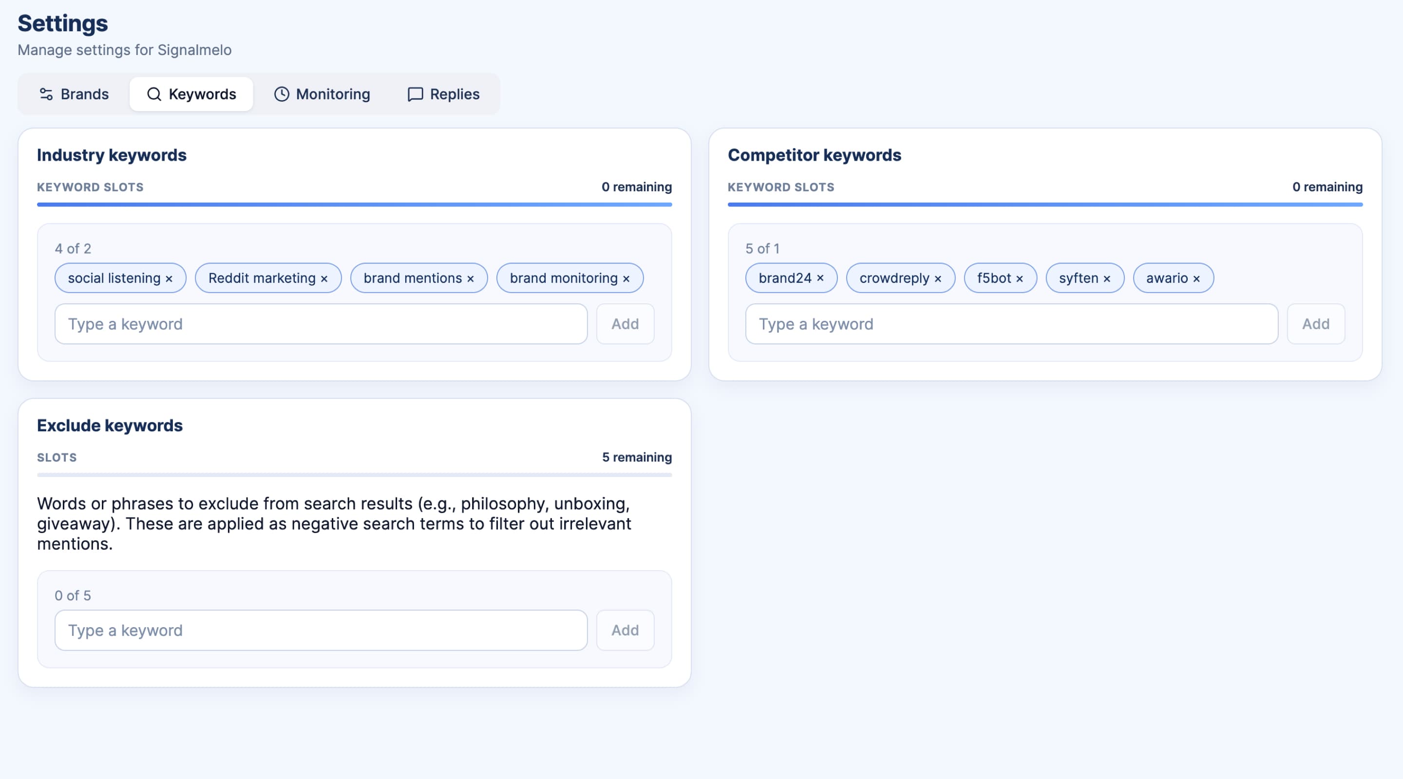 SignalMelo X social listening evaluation workflow